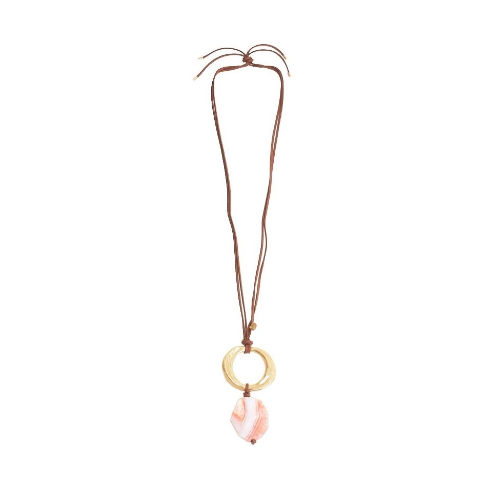 COLLAR LARGO COLGANTE ARGOLLA METAL PIEDRA