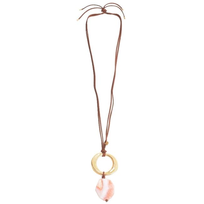 COLLAR LARGO COLGANTE ARGOLLA METAL PIEDRA