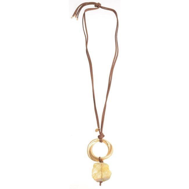 COLLAR LARGO COLGANTE ARGOLLA METAL PIEDRA