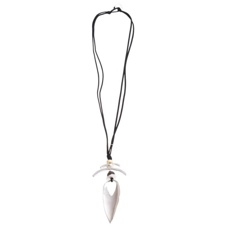 LONG SUEDE METAL PENDANT NECKLACE