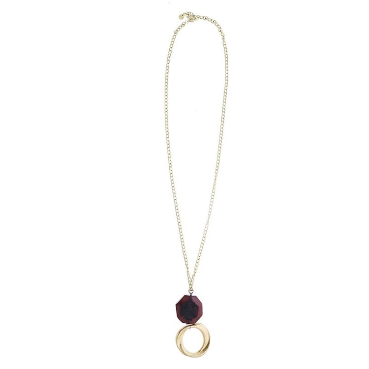 COLLAR LARGO CADENA COLGANTE ARGOLLA PIEDRA