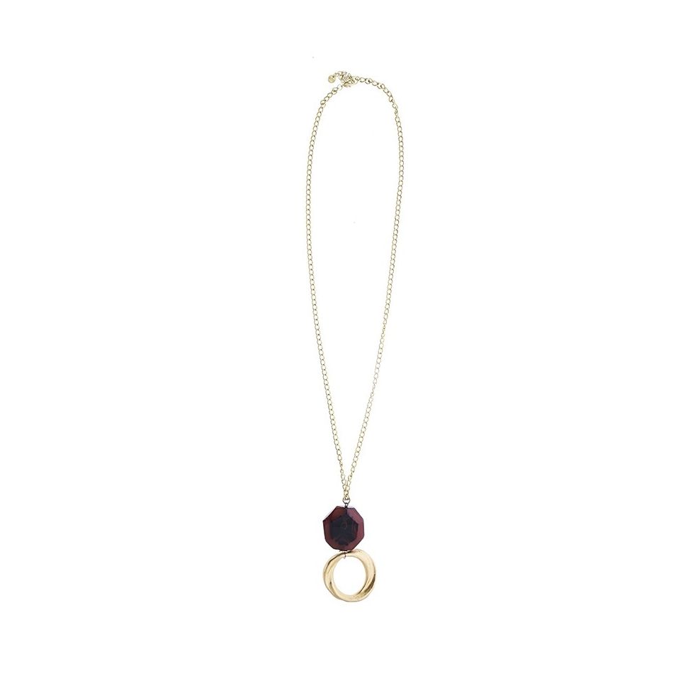 COLLAR LARGO CADENA COLGANTE ARGOLLA PIEDRA