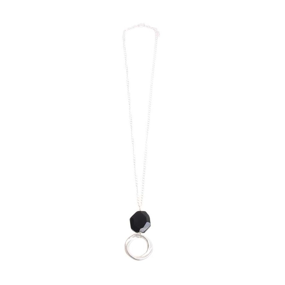 COLLAR LARGO CADENA COLGANTE ARGOLLA PIEDRA