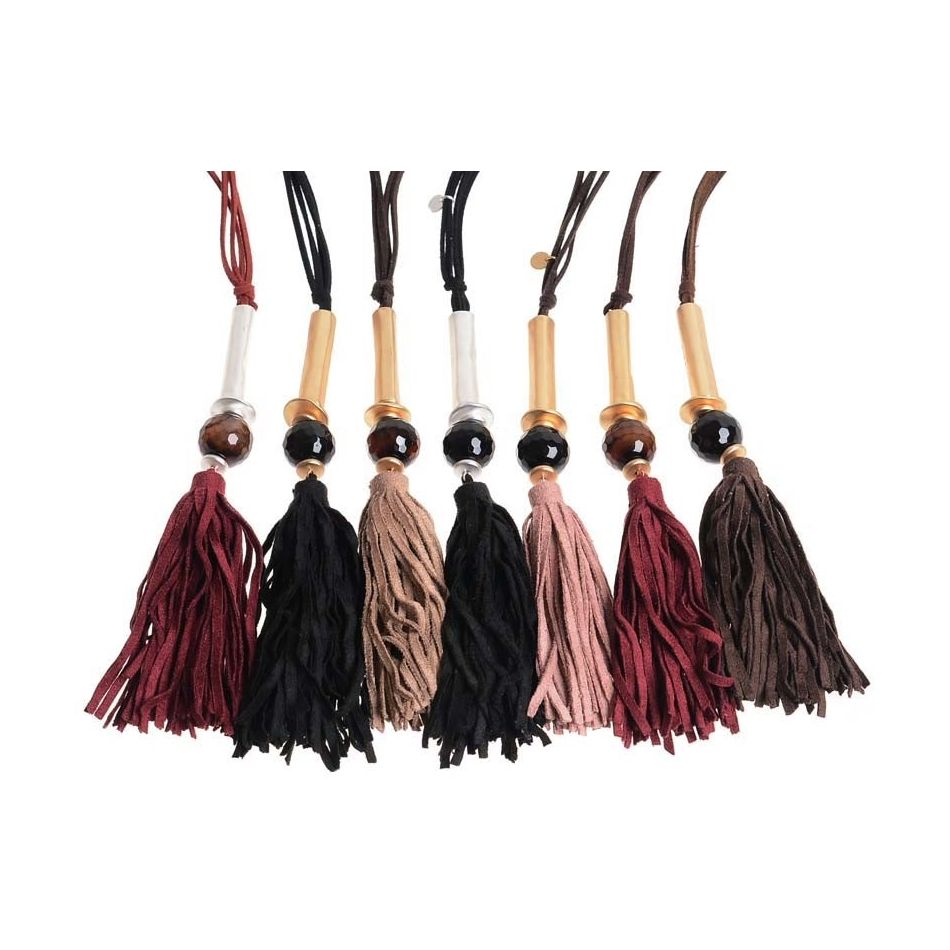 LONG FRINGE PENDANT NECKLACE