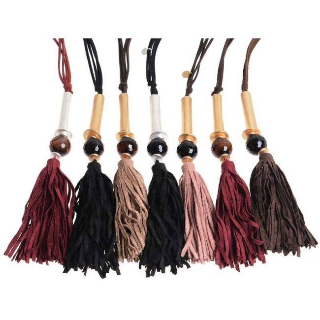 LONG FRINGE PENDANT NECKLACE