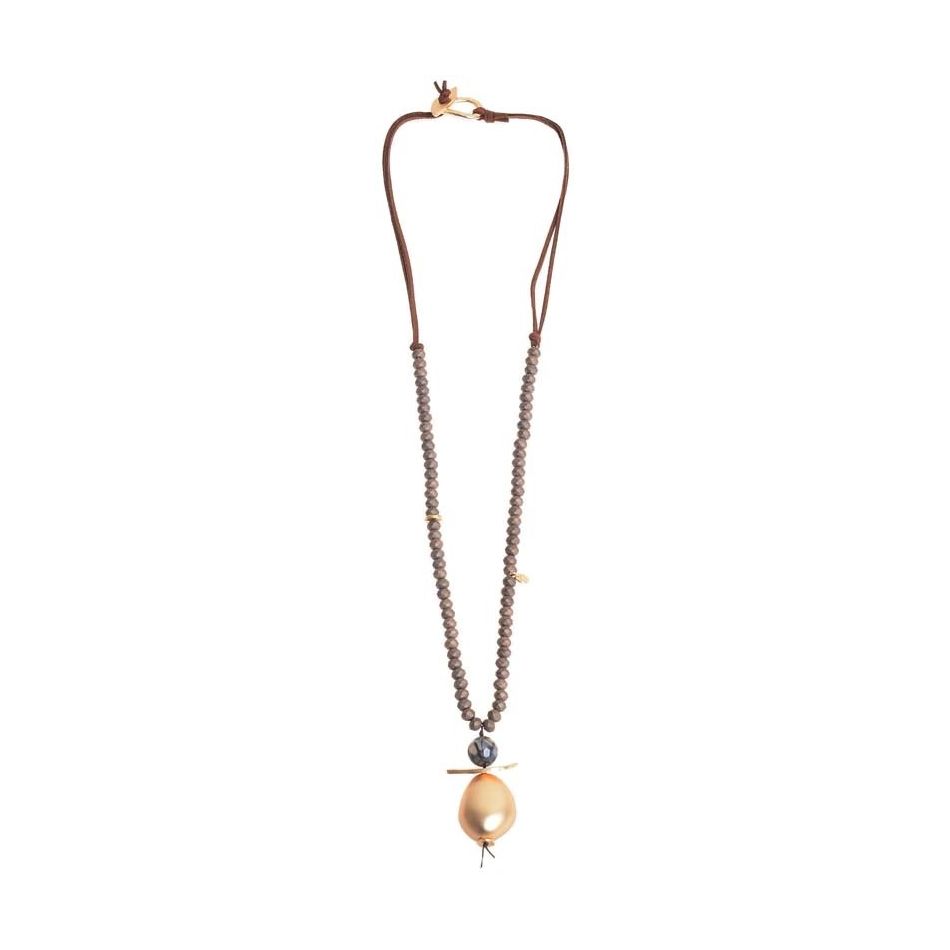 LONG NECKLACE WITH FACETED BEADS BEADS PENDANT