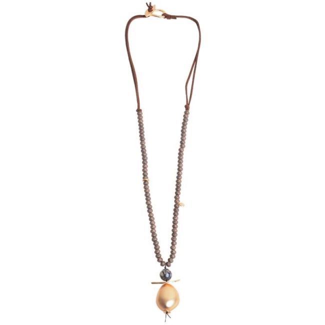 LONG NECKLACE WITH FACETED BEADS BEADS PENDANT