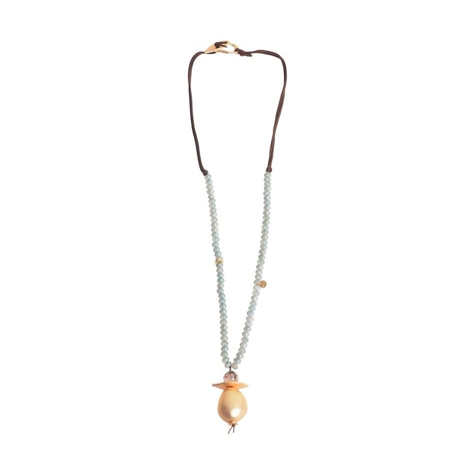 LONG NECKLACE WITH FACETED BEADS BEADS PENDANT