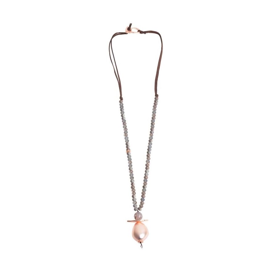 LONG NECKLACE WITH FACETED BEADS BEADS PENDANT