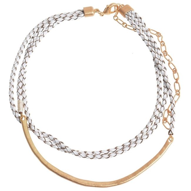 CHOKER TRIPLE CUERO TRENZADO METAL