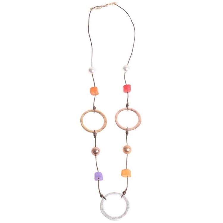 COLLAR LARGO CUENTAS ANILLAS METAL