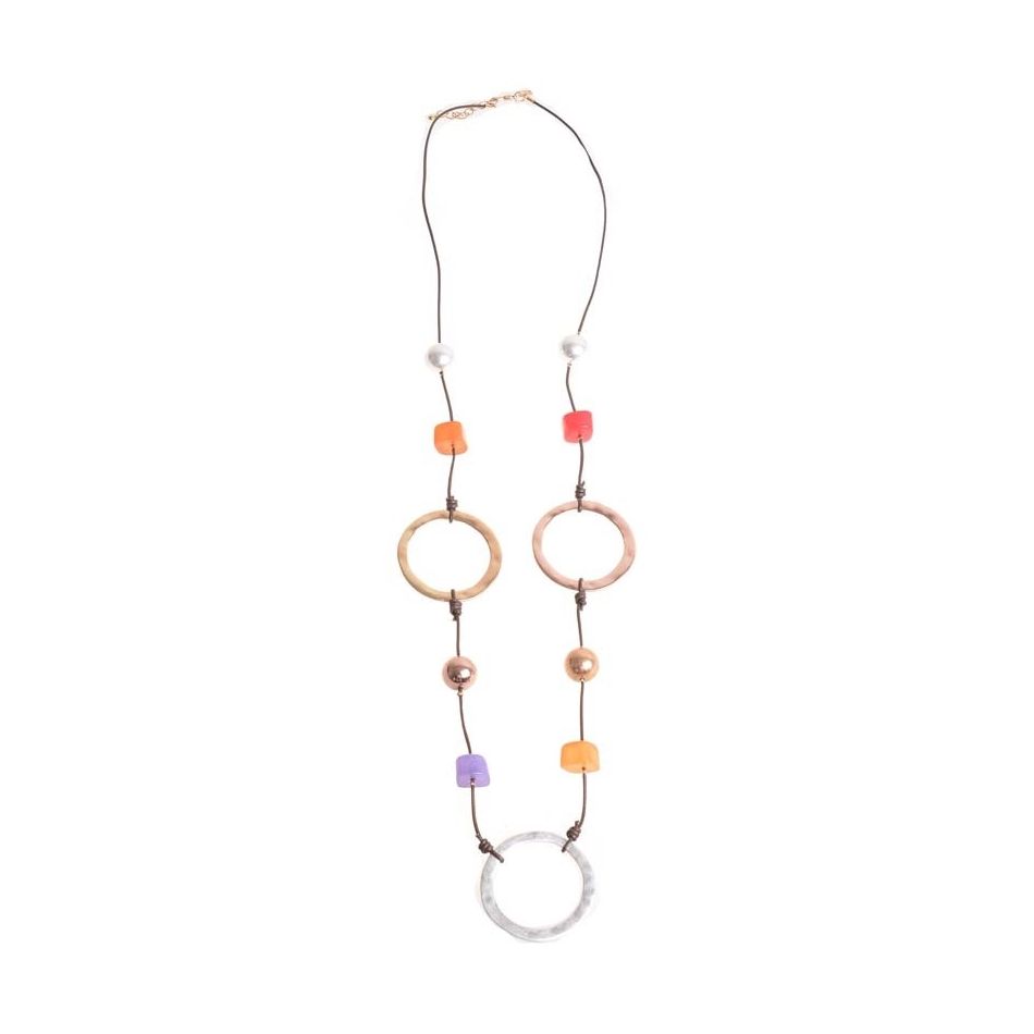 COLLAR LARGO CUENTAS ANILLAS METAL