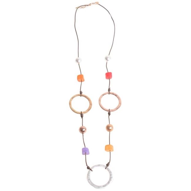 COLLAR LARGO CUENTAS ANILLAS METAL