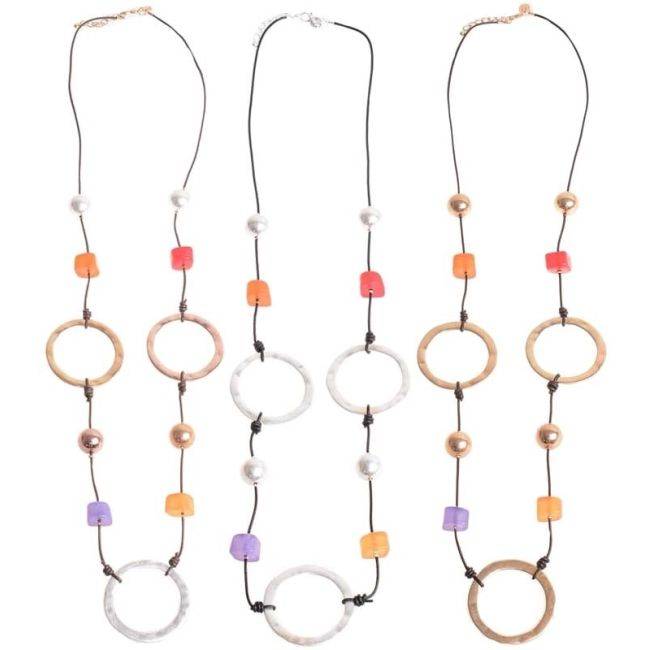 COLLAR LARGO CUENTAS ANILLAS METAL