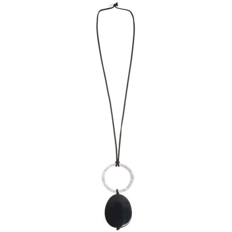 COLLAR LARGO COLGANTE ANILLA CUENTA RESINA