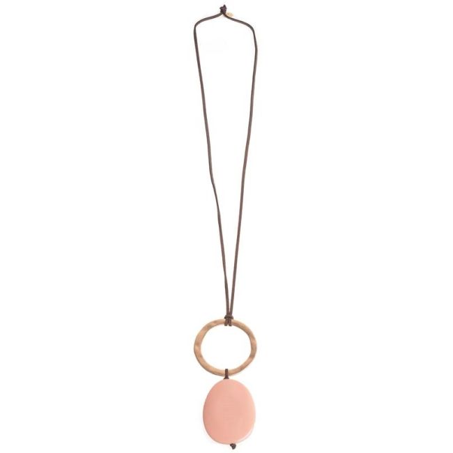 LONG NECKLACE PENDANT RING RESIN BEADS