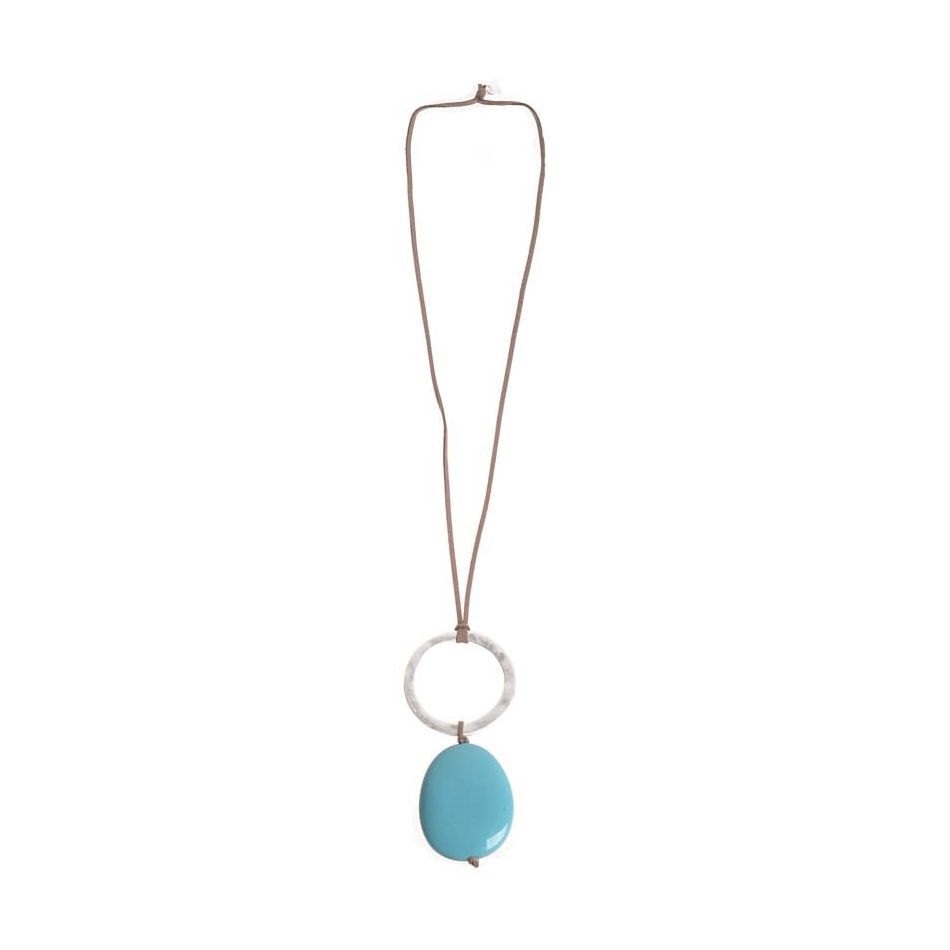 COLLAR LARGO COLGANTE ANILLA CUENTA RESINA