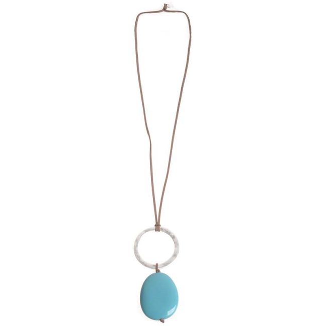 COLLAR LARGO COLGANTE ANILLA CUENTA RESINA