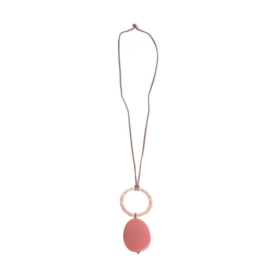 COLLAR LARGO COLGANTE ANILLA CUENTA RESINA