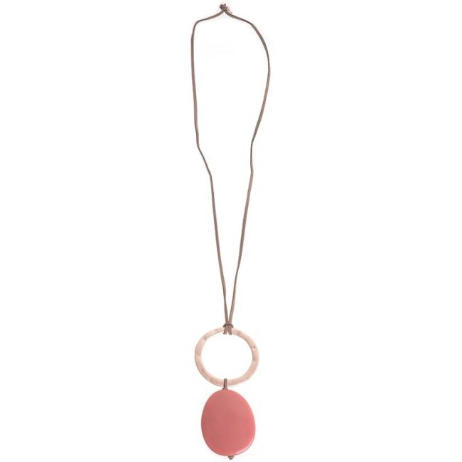 COLLAR LARGO COLGANTE ANILLA CUENTA RESINA