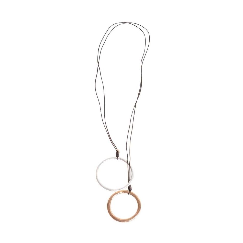COLLAR LARGO CUERO DOBLE ANILLA