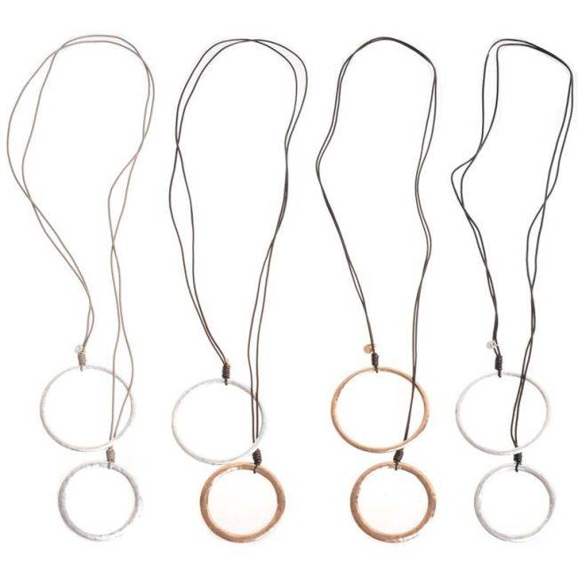COLLAR LARGO CUERO DOBLE ANILLA