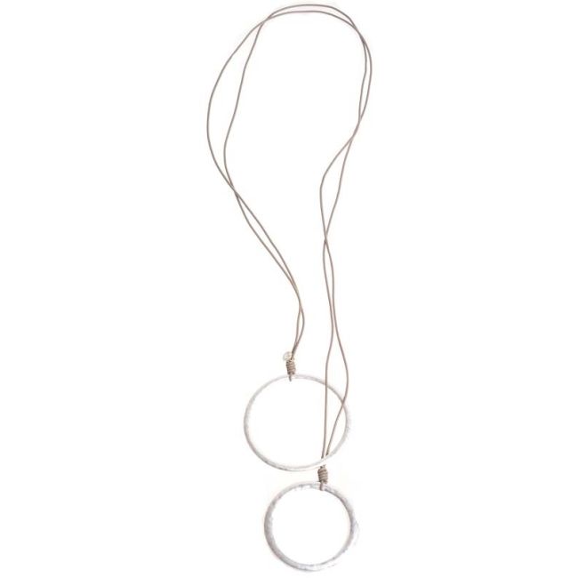 DOUBLE RING LONG LEATHER NECKLACE