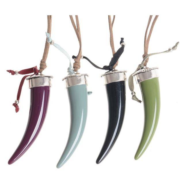 LONG RESIN HORN PENDANT NECKLACE