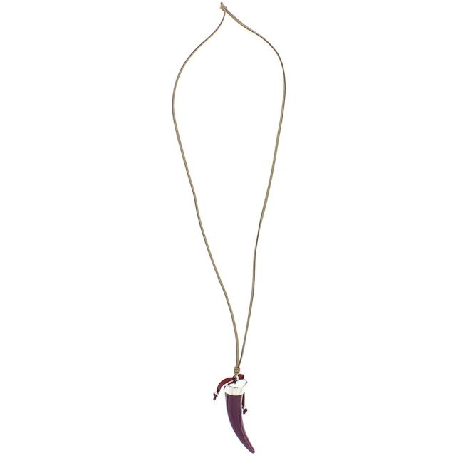 COLLAR LARGO COLGANTE CUERNO RESINA