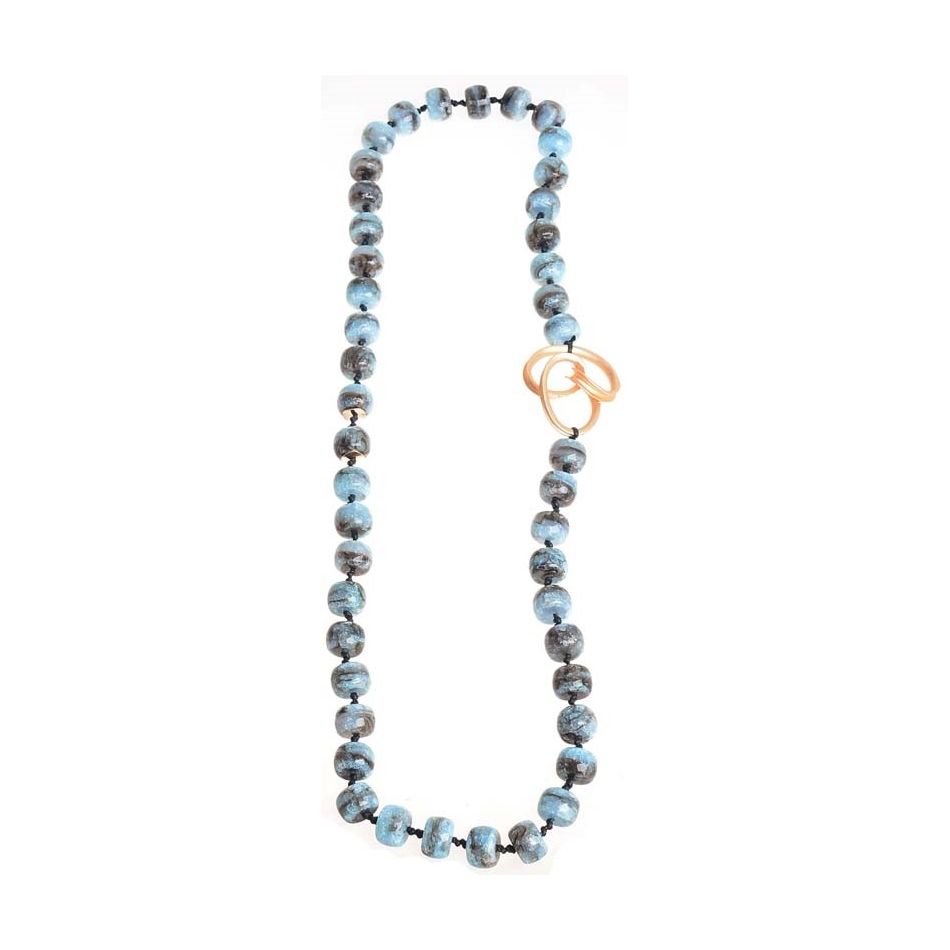 COLLAR LARGO CUENTAS RESINA FIGURA METAL