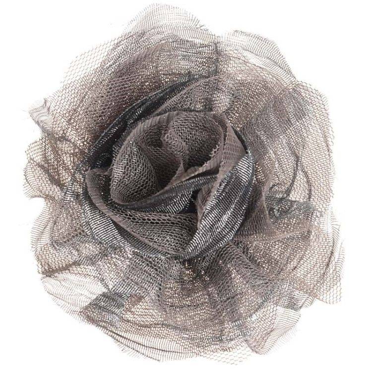 METALLIC FINISH FLOWER BROOCH 10CM