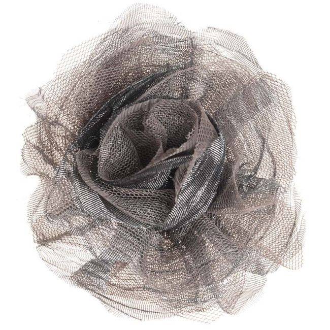 METALLIC FINISH FLOWER BROOCH 10CM