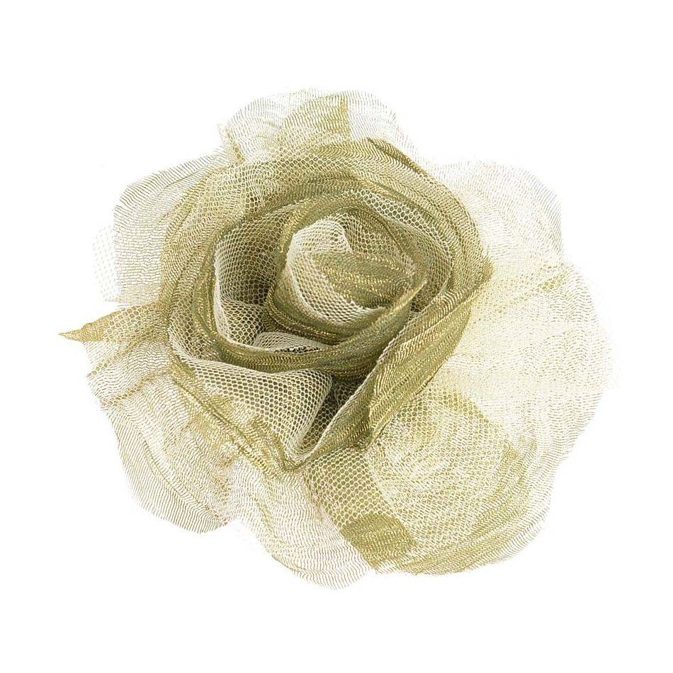 BROCHE FLOR ACABADO METÁLICO 10CM