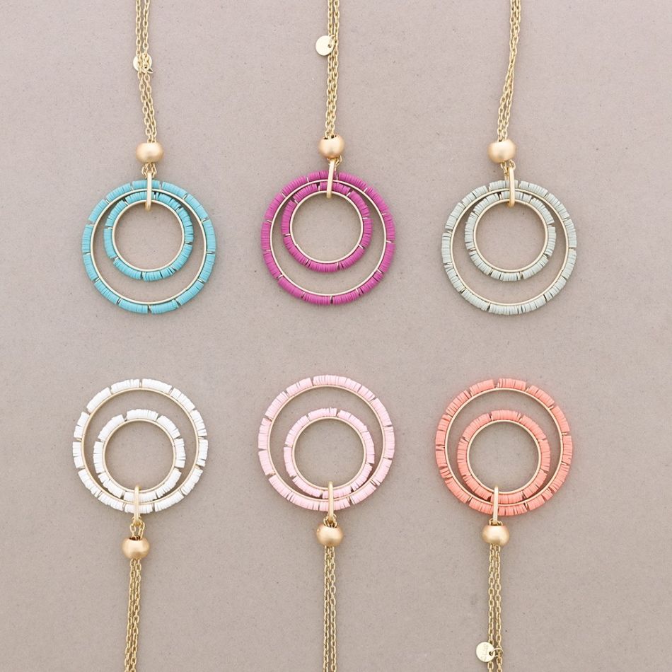 COLLAR LARGO COLGANTE DOBLE ANILLA FIMO