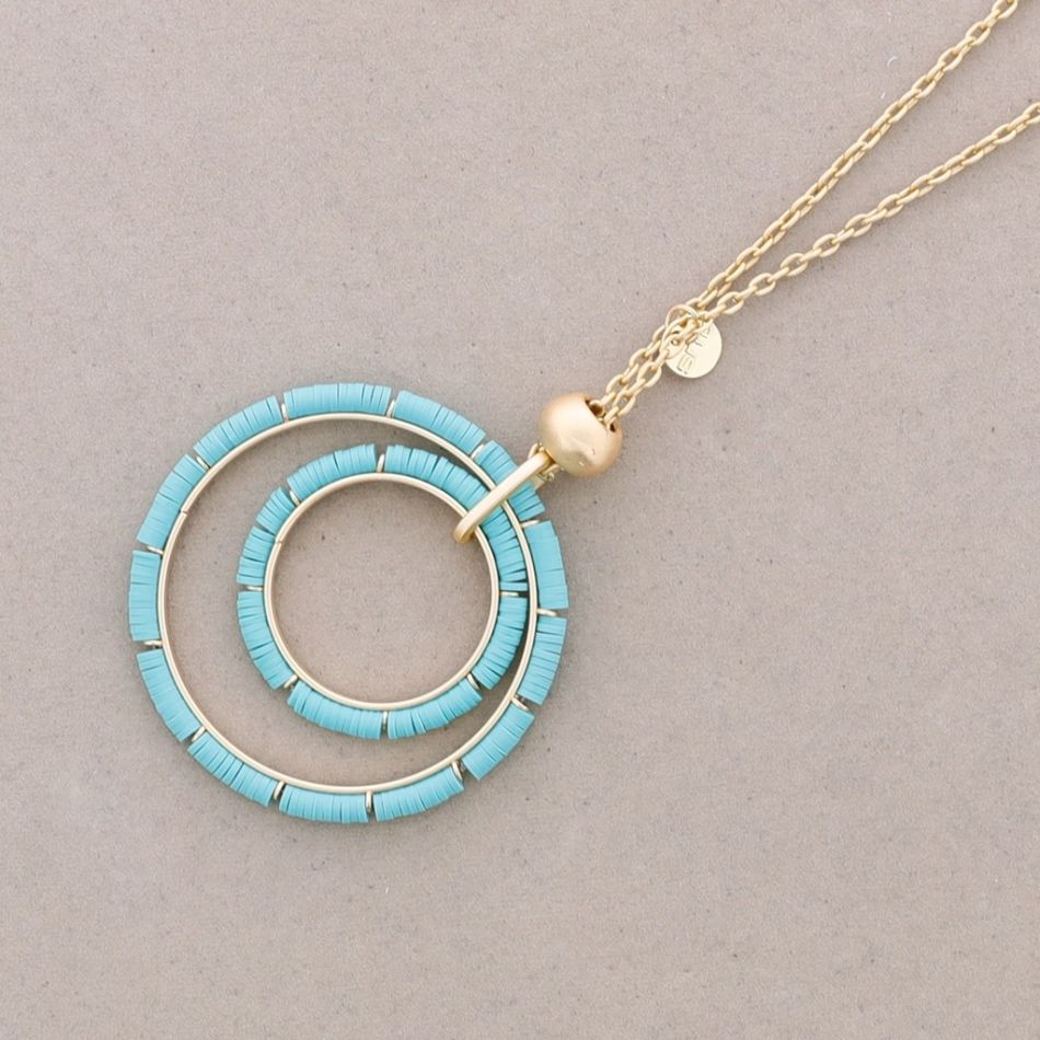 COLLAR LARGO COLGANTE DOBLE ANILLA FIMO