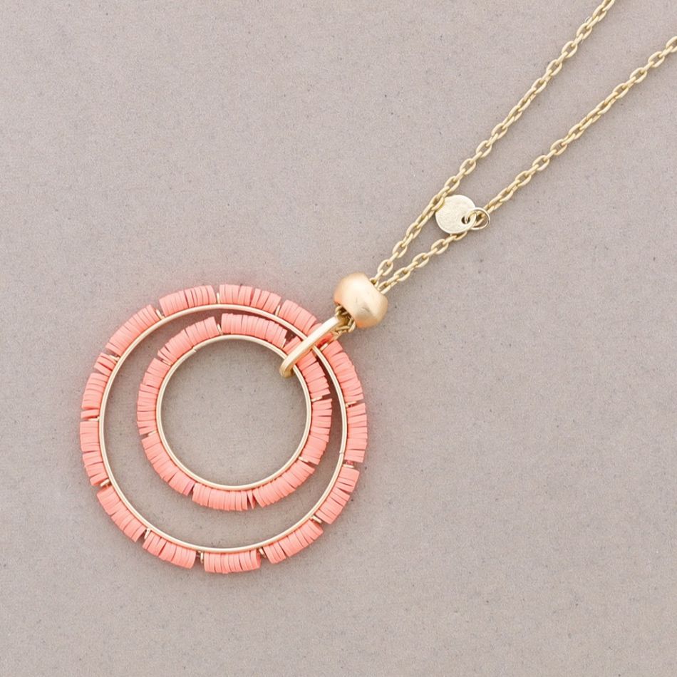 COLLAR LARGO COLGANTE DOBLE ANILLA FIMO