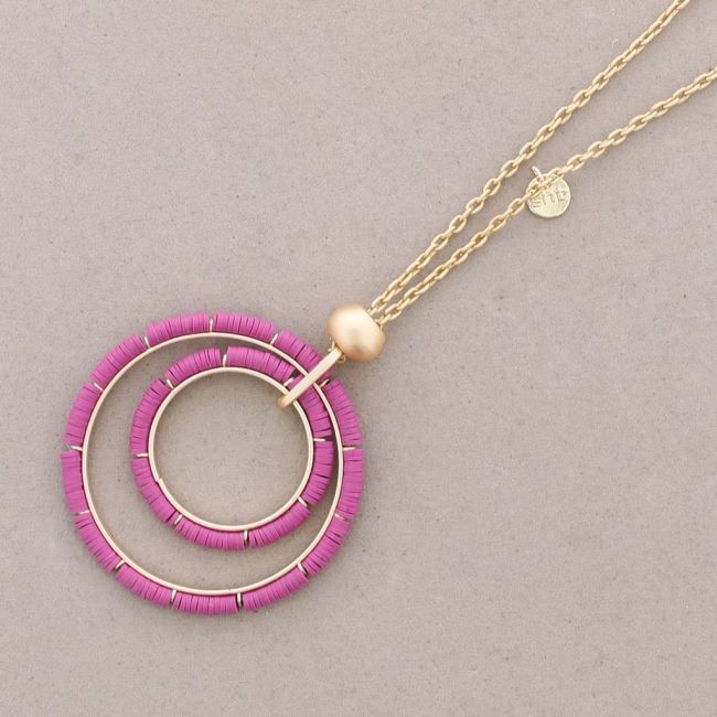 COLLAR LARGO COLGANTE DOBLE ANILLA FIMO