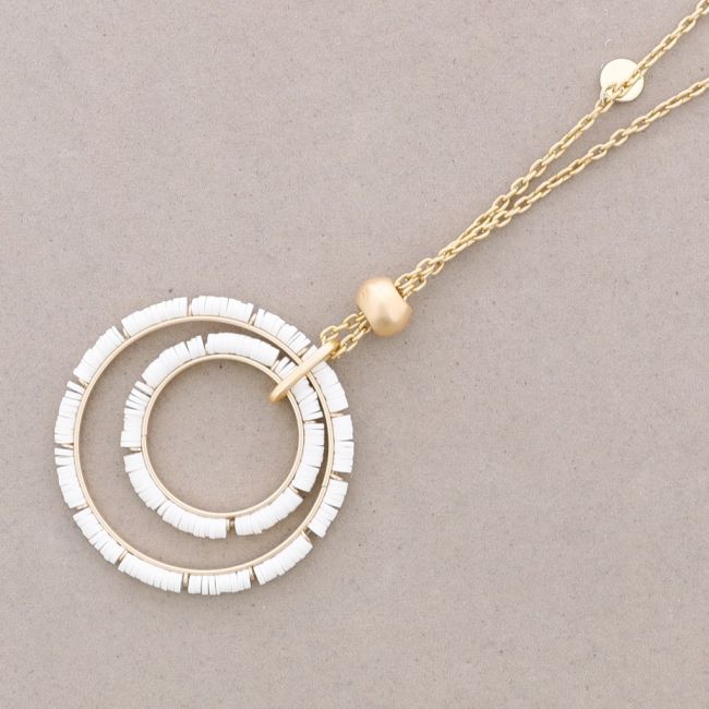 FIMO DOUBLE RING PENDANT LONG NECKLACE