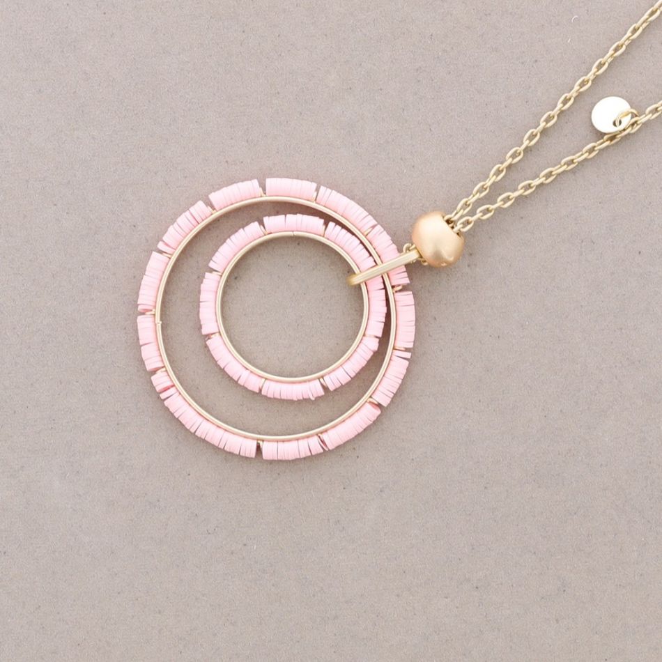 COLLAR LARGO COLGANTE DOBLE ANILLA FIMO