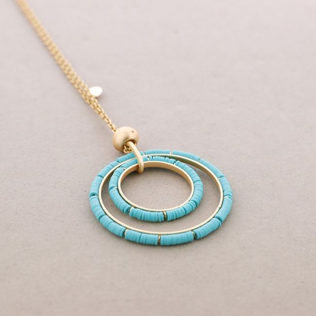 COLLAR LARGO COLGANTE DOBLE ANILLA FIMO