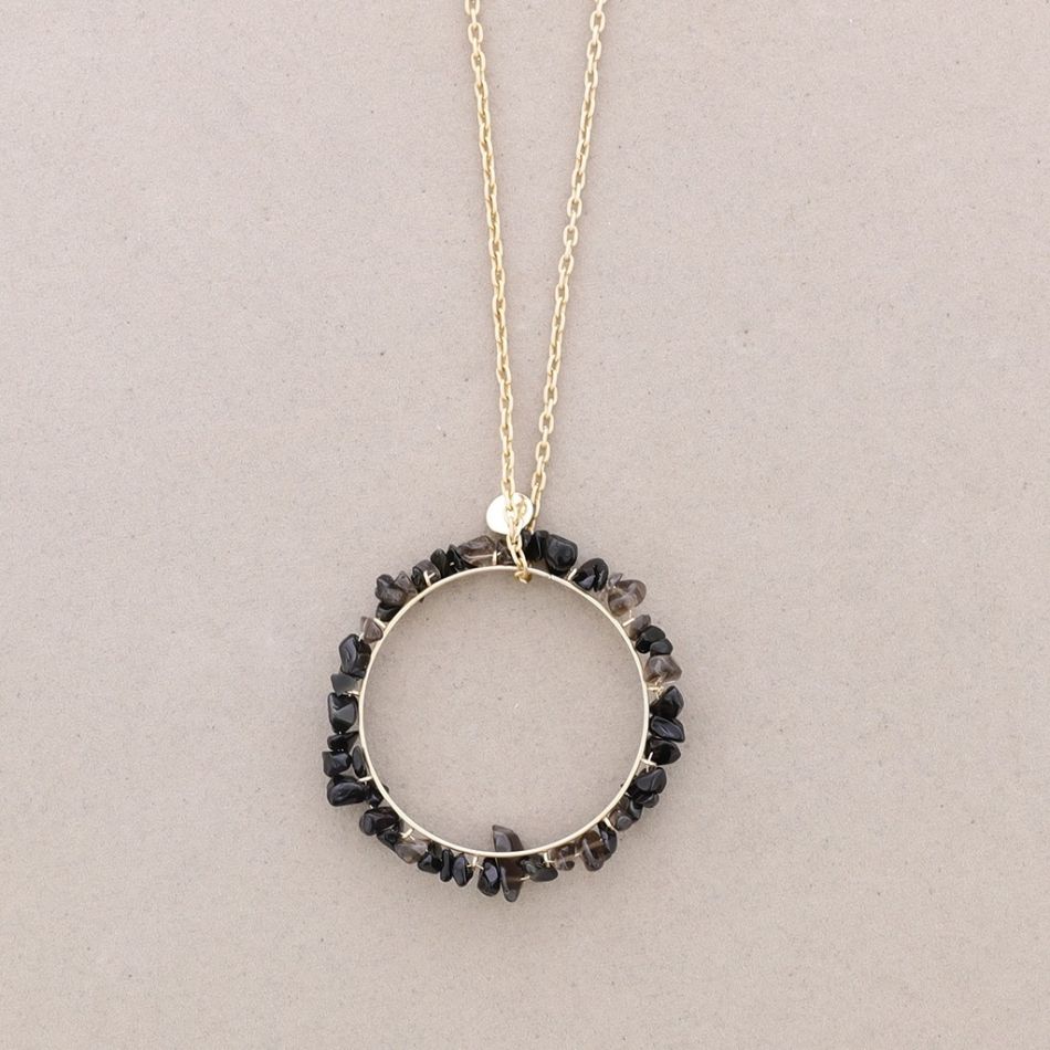 COLLAR LARGO COLGANTE ANILLA PIEDRECITAS