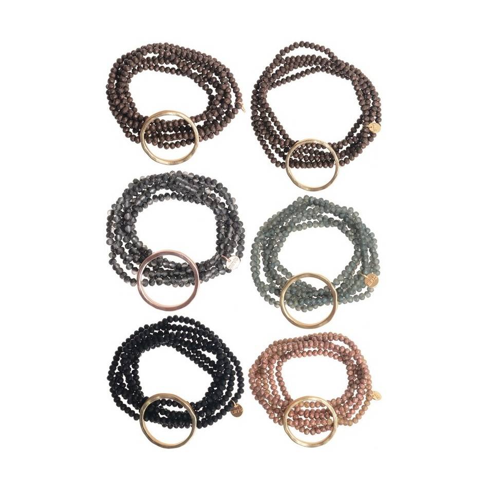 BRACELET WITH FACETED BEADS WITH METAL RING