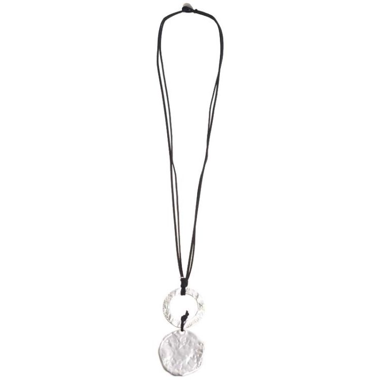 LONG SUEDE NECKLACE MEDALLION WASHER PENDANT