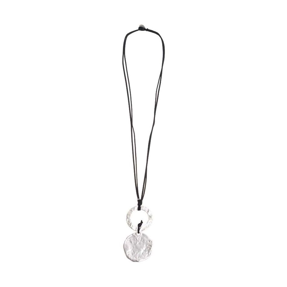LONG SUEDE NECKLACE MEDALLION WASHER PENDANT
