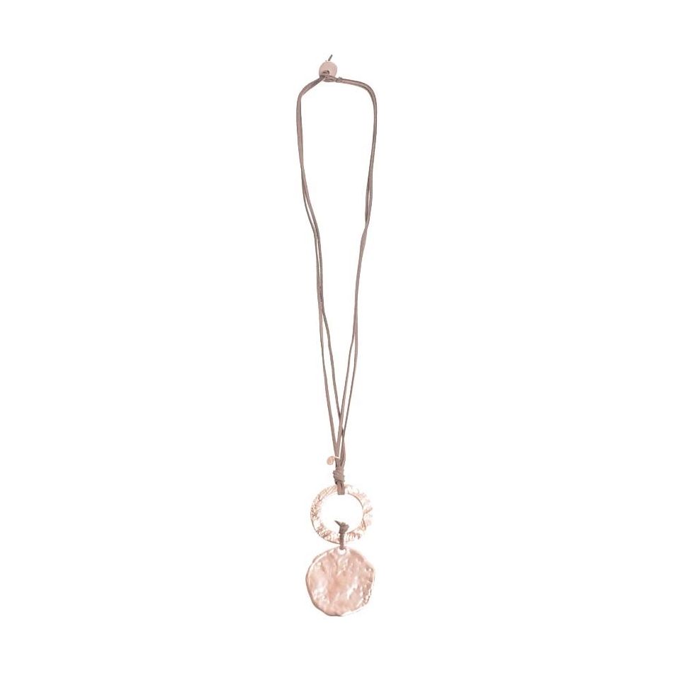 LONG SUEDE NECKLACE MEDALLION WASHER PENDANT