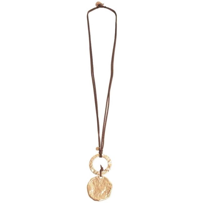 LONG SUEDE NECKLACE MEDALLION WASHER PENDANT