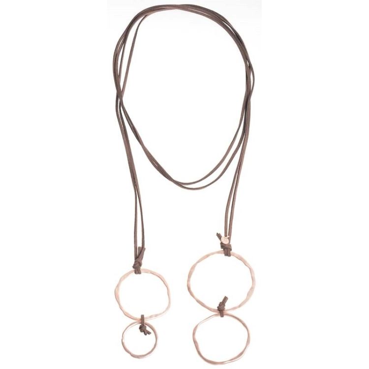 LONG NECKLACE SUEDE DOUBLE RINGS