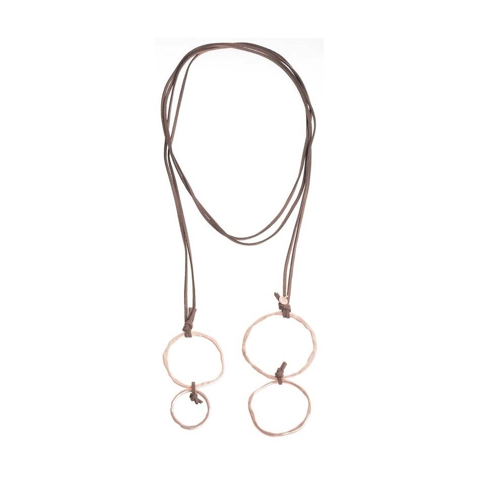 LONG NECKLACE SUEDE DOUBLE RINGS