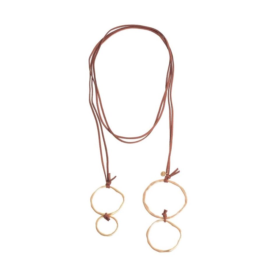 LONG NECKLACE SUEDE DOUBLE RINGS