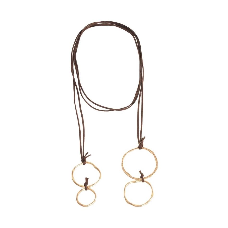 LONG NECKLACE SUEDE DOUBLE RINGS